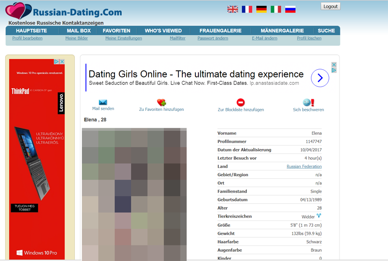 Das Profil der kostenlosen Dating Seite